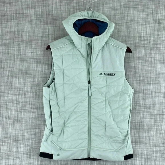 NWT Adidas Terrex womens S hoodie vest light green full zip jacket 3069 - Picture 2 of 9